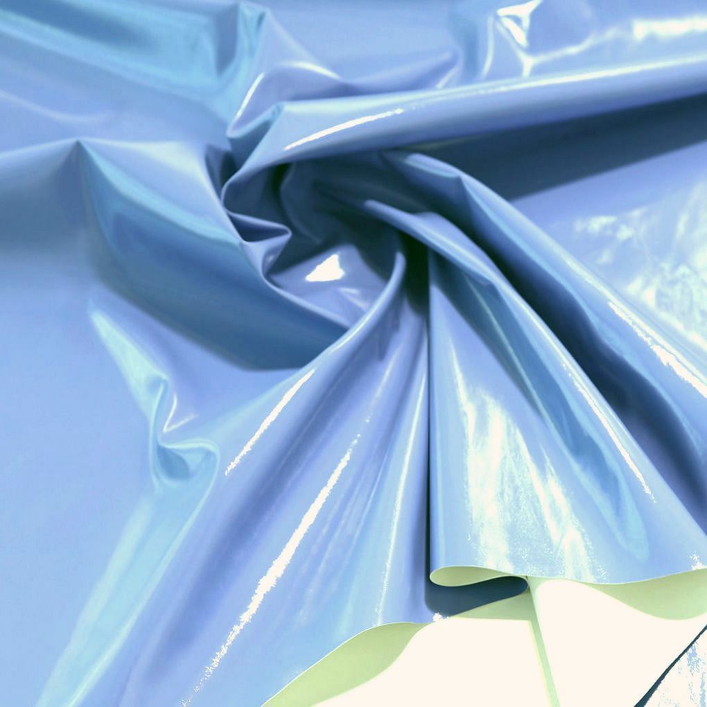 schwereres Wetlook Lackleder mit Latex-Glanz für Kleid Rock Mantel Meterware - Hell Blau schwereres Wetlook Lackleder mit Latex-Glanz für Kleid Rock Mantel Meterware - Hell Blau