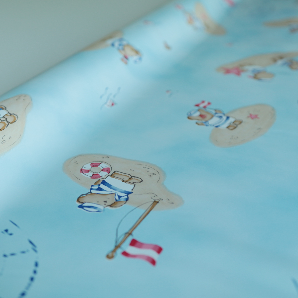 Wachstuch Meterware mit Bears Kinder Muster Dekostoff Tischdecke Kinderstoff