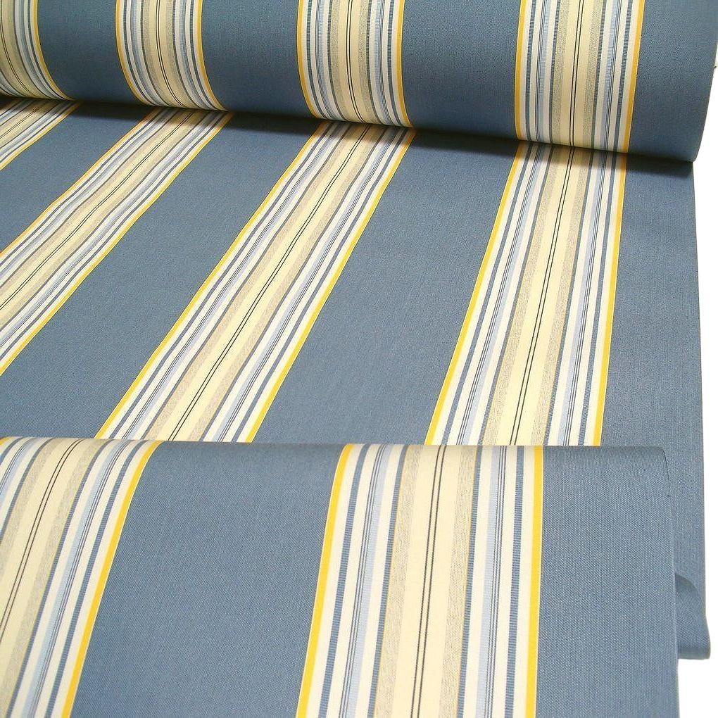 Markisenstoffe Meterware Wasserdicht UV beständig - blau creme gestreift Markisenstoffe Meterware Wasserdicht UV beständig - blau creme gestreift