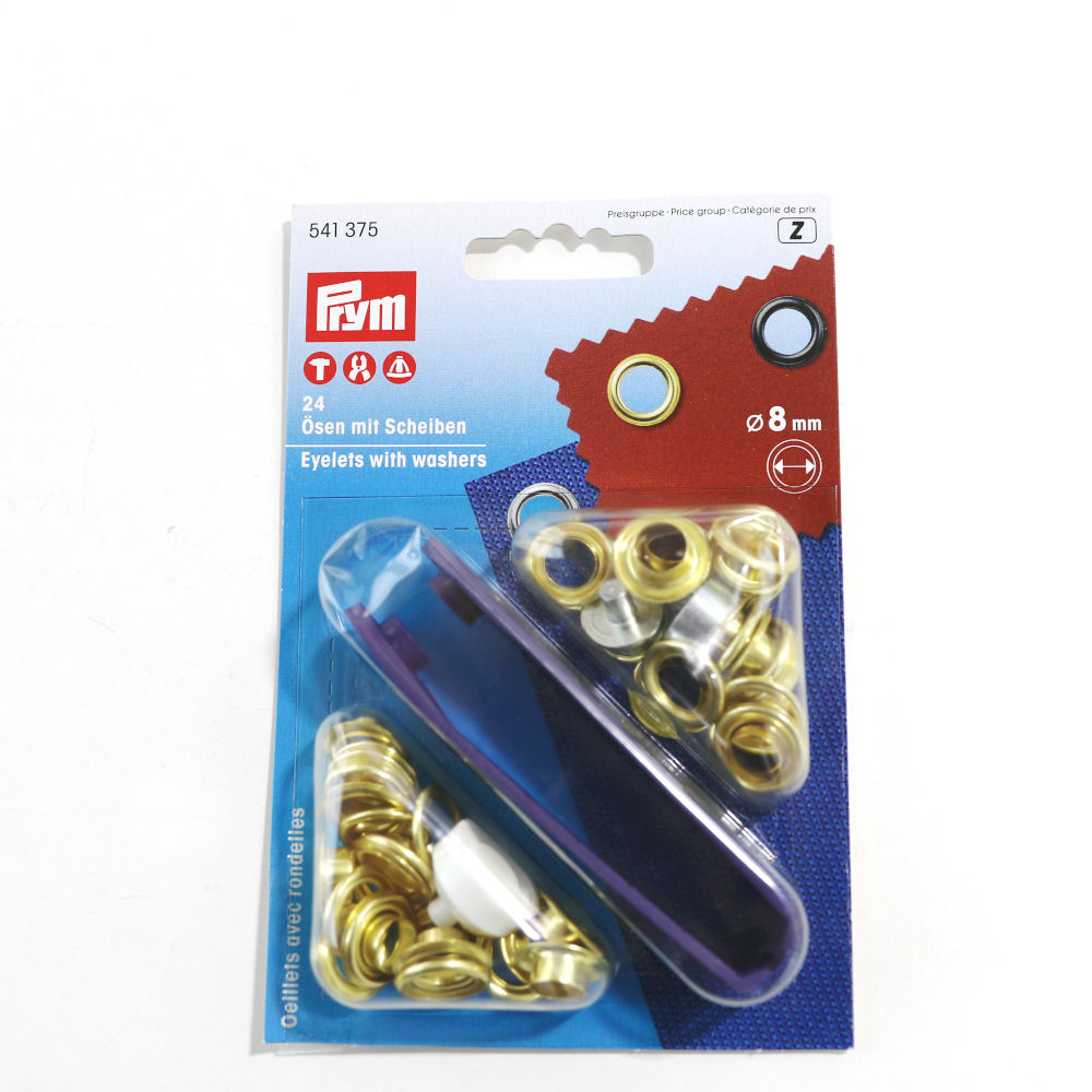 Prym Metall Ösen und Scheiben 8mm in Gold Prym Metall Ösen und Scheiben 8mm in Gold