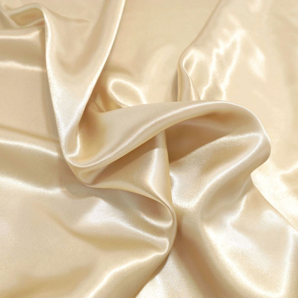 Glanz Satin Stoff Meterware als Gardinenstoff Kleiderstoff - Beige