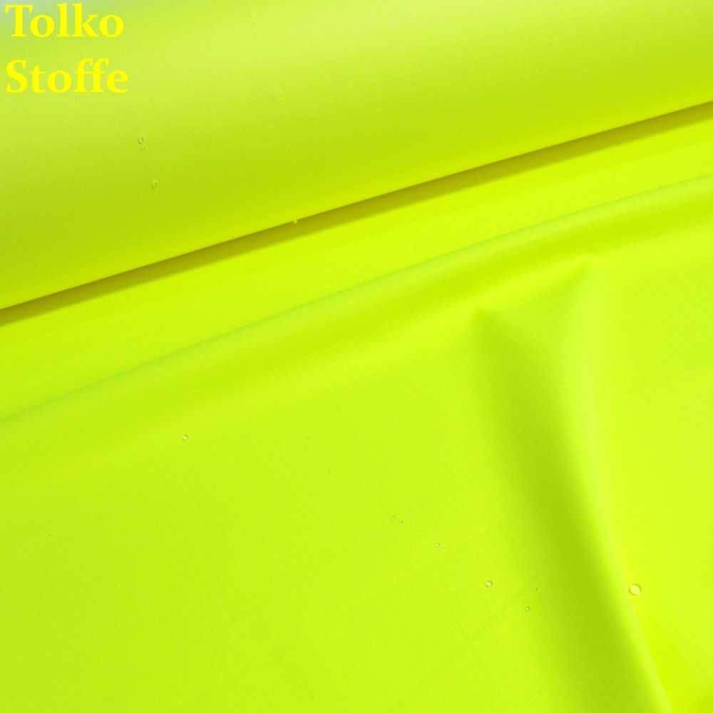 Wasserdichter Ripstop Outdoor Stoff für Regenjacken Plane Warnweste Bezug Tasche- neon gelb