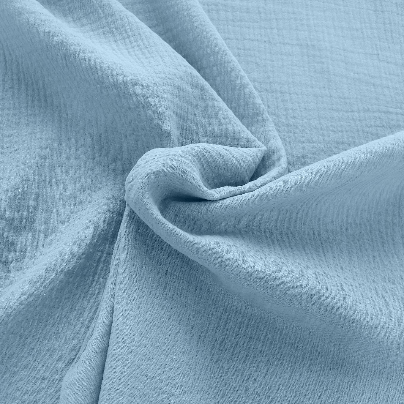 hell blauer Musselin/Gauze weicher Baumwollstoff zweilagig Kleider-Blusenstoff