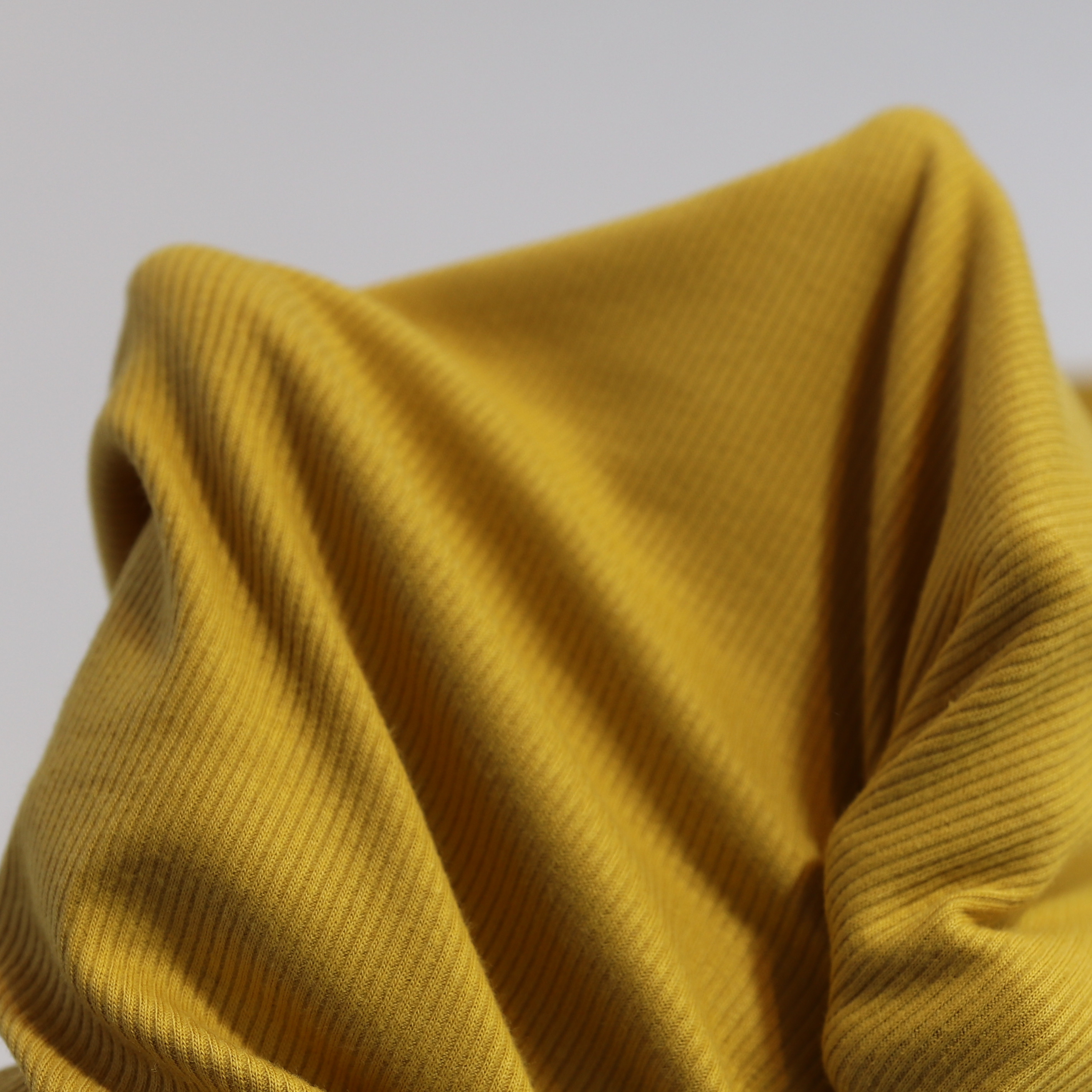 Senf Gelb Shirt- Jersey Stoff Bündchenstoff elastisch und weich Meterware