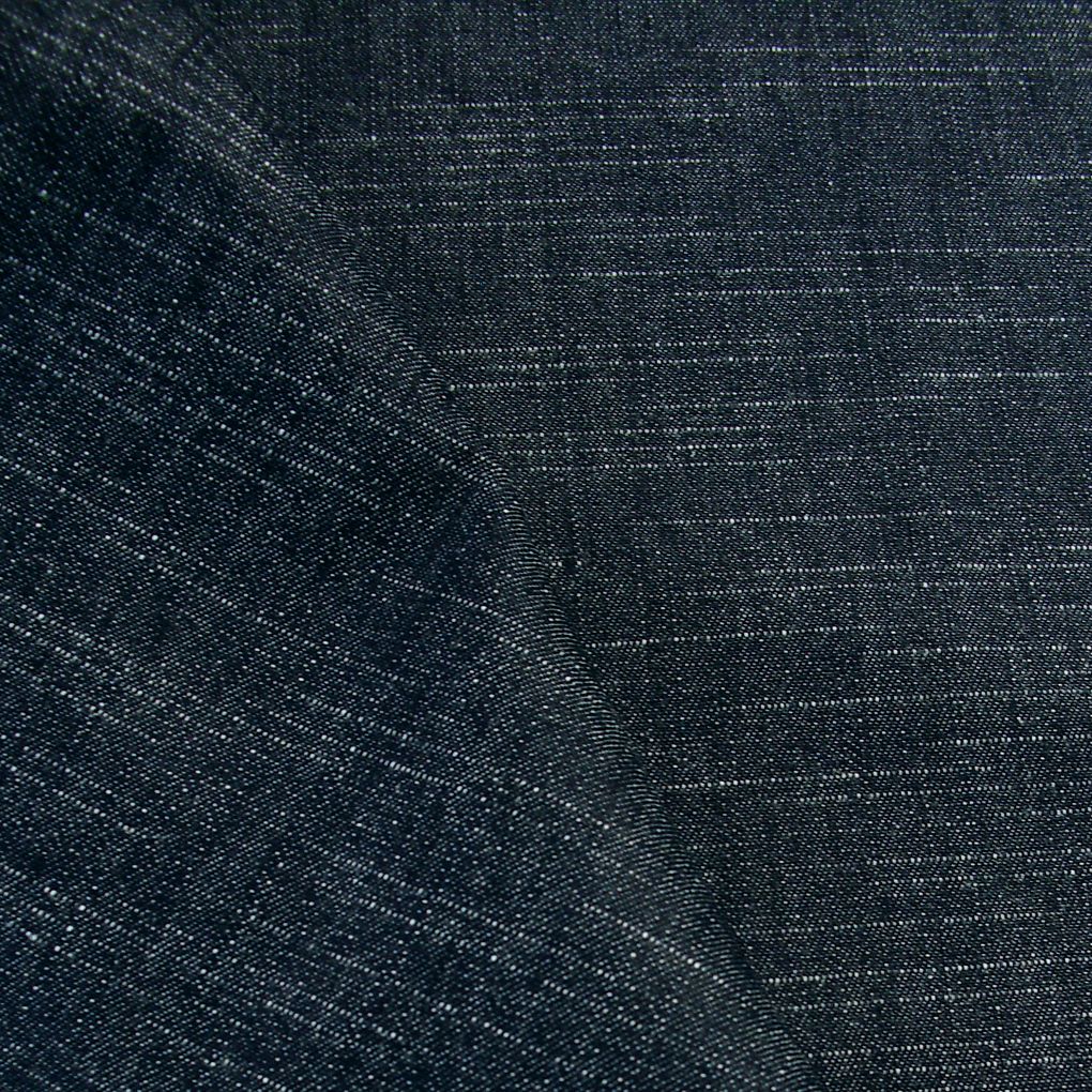 Stretch Baumwoll Jeans in Leinenoptik Jeansstoff Meterware - Schwarz Blau