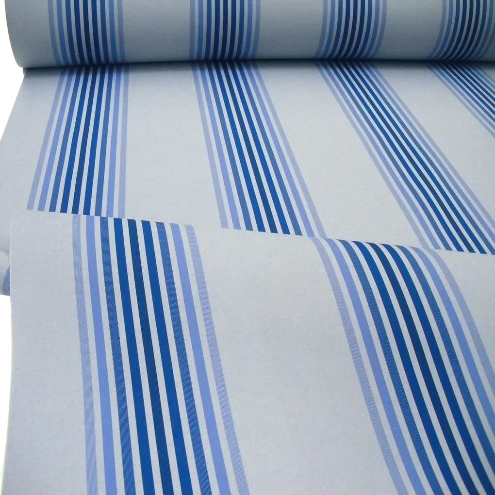Markisenstoffe Meterware Wasserdicht UV beständig - blau gestreift Markisenstoffe Meterware Wasserdicht UV beständig - blau gestreift