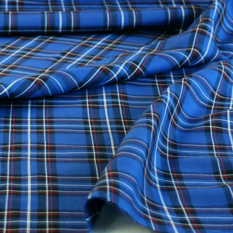 Tartan Schottenkaro Stoff Meterware für Kleid Rock Vorhang -  blau schwarz kariert