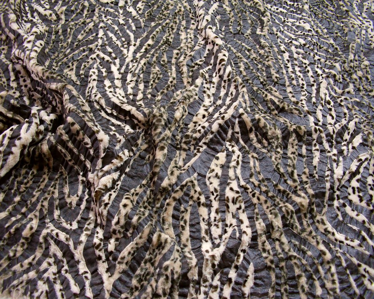 Flockprint Samt auf Kunstleder weicher Baumwollstoff Kunstfell für Decke Jacke Meterware