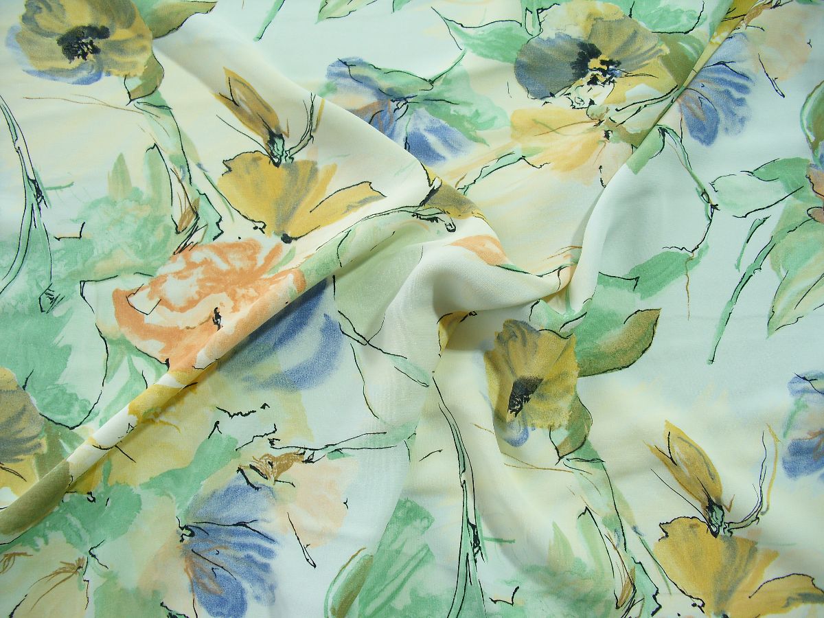edle Chiffon Stoff Meterware mit Sommer Lilien