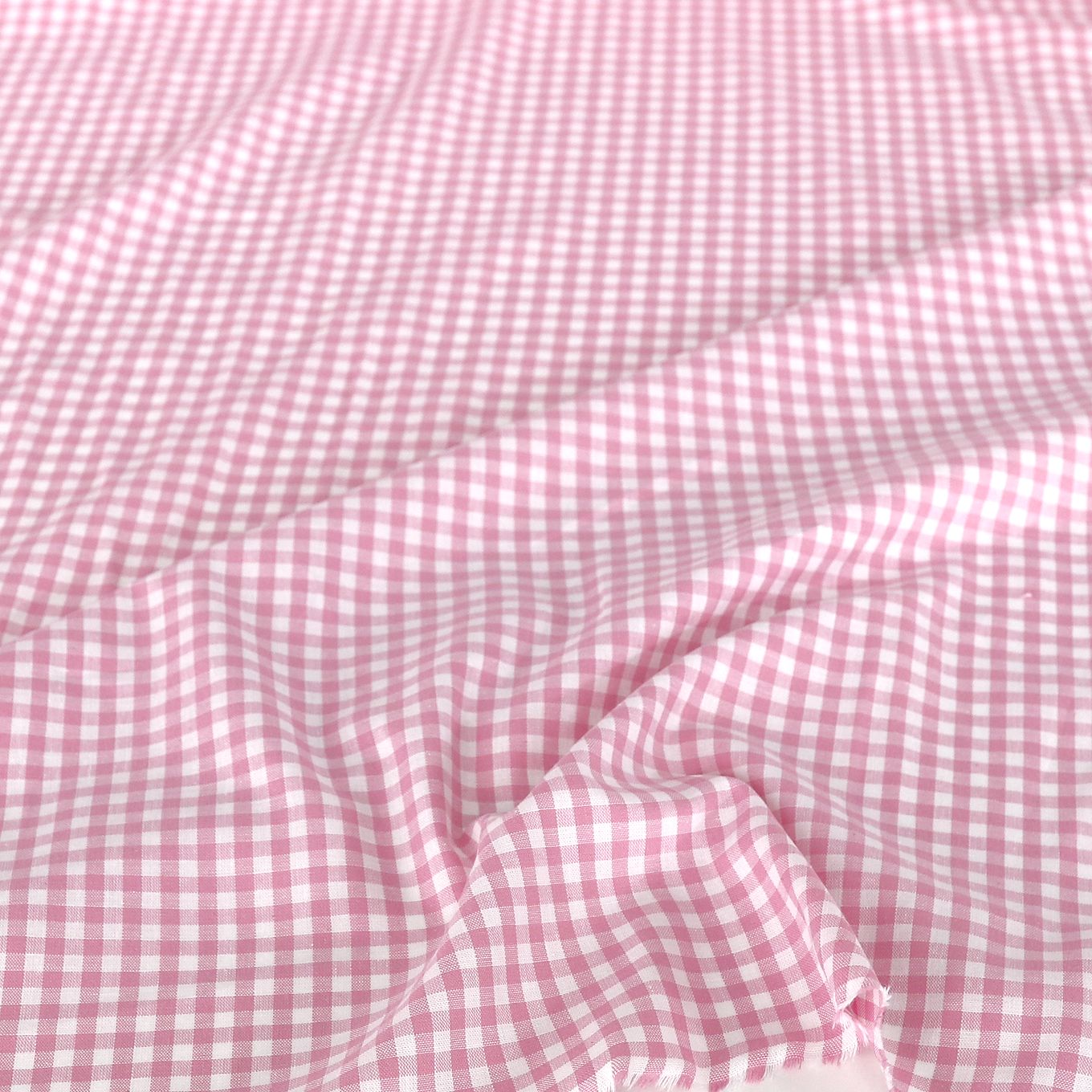 Weiche Karo Baumwollstoff Meterware für Kleid Gardine Vorhang - rosa weiß
