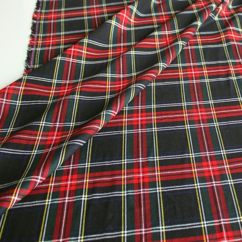 Tartan Schottenkaro Stoff Meterware für Kleid Rock Vorhang -  schwarz rot kariert