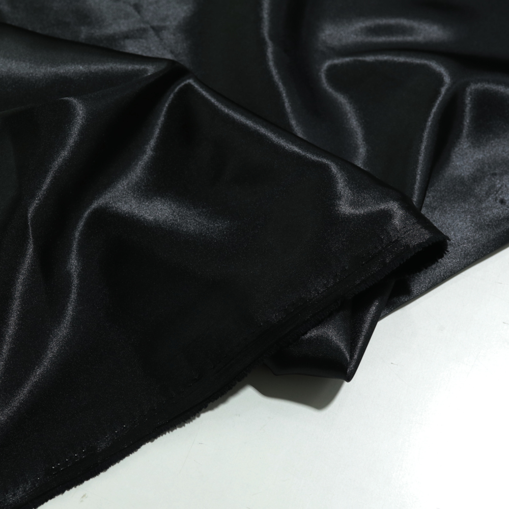 zarter Glanz Futter Satin Stoff Meterware als Gardinenstoff Kleiderstoff - Schwarz