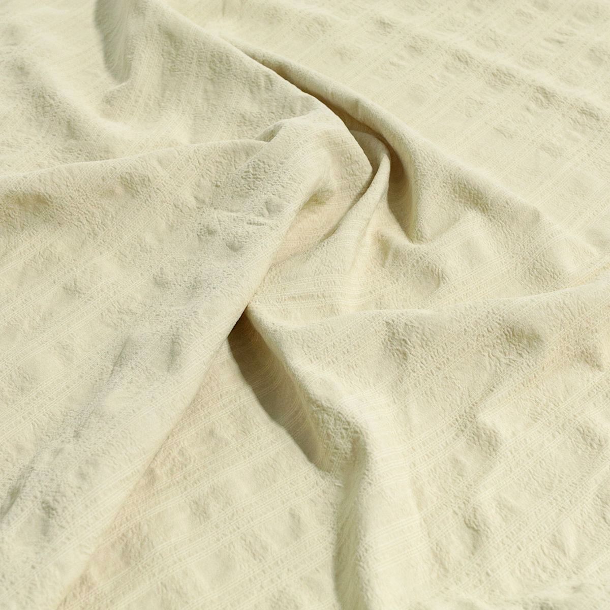 Seersucker Sommer Popeline Baumwolle mit Leinen Meterware - beige