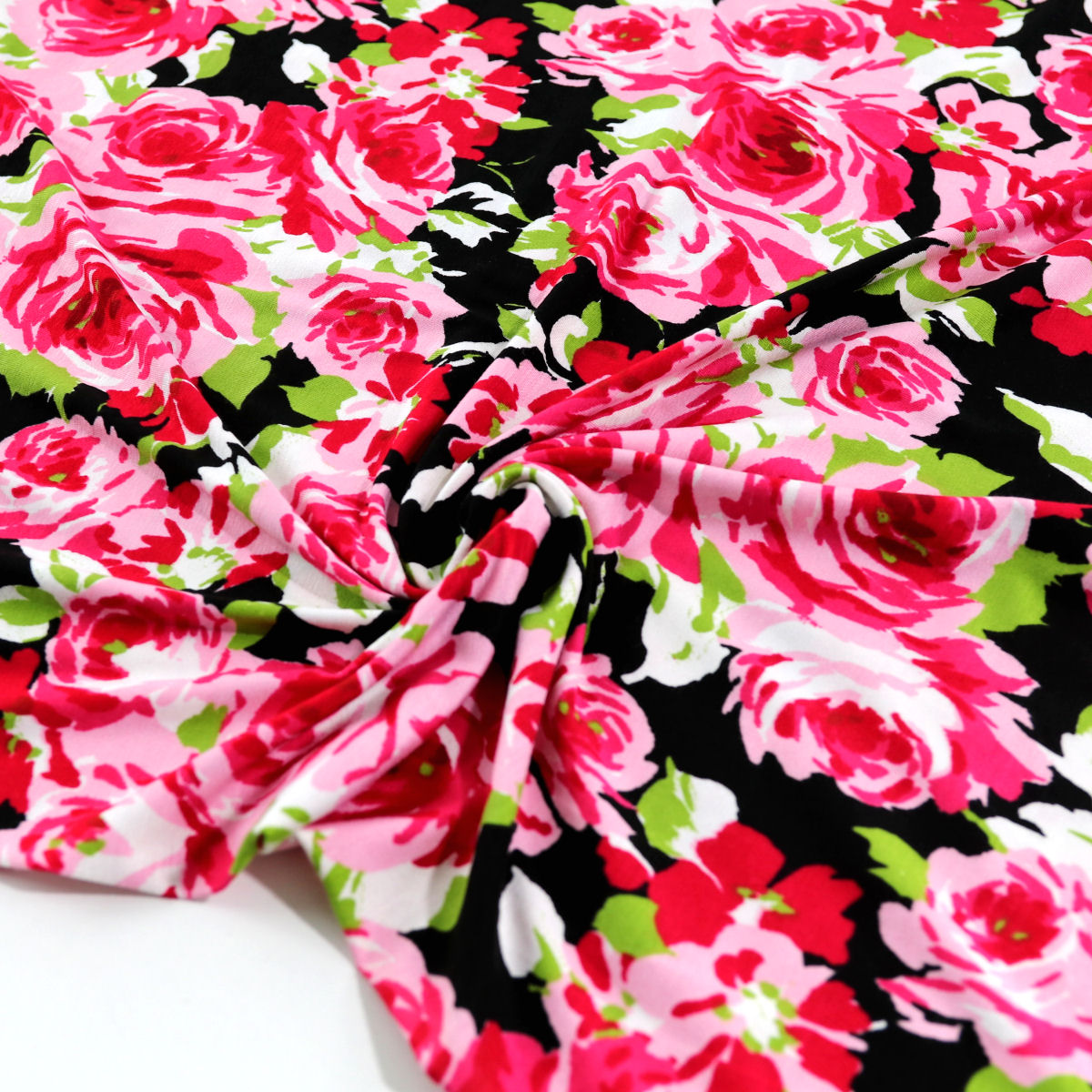 Viskose Jersey-Stoff Nacht Rosen für Kleider Blusen Bekleidungsstoff