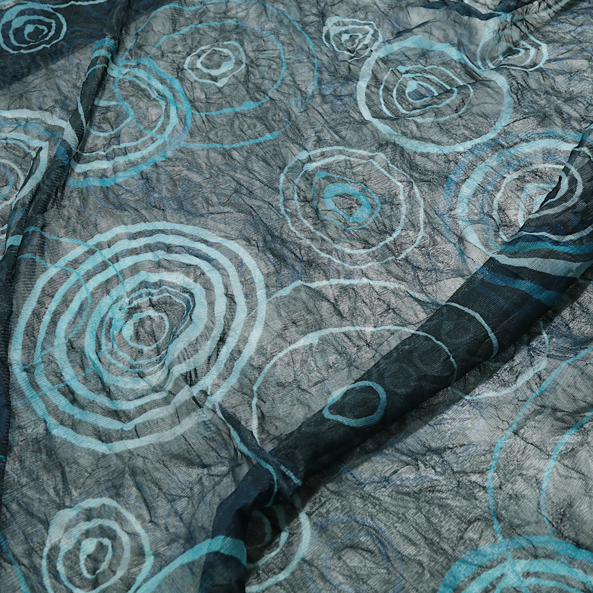 Transparenter Dekostoff aus Polyester Vorhänge Halstücher mit Blaue Kreise Muster