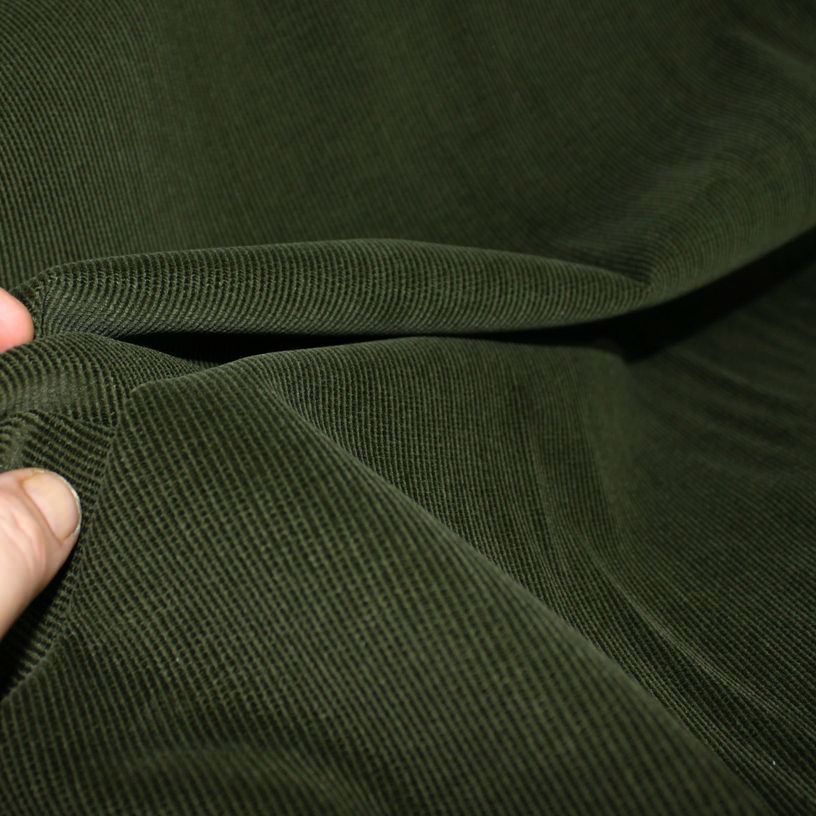 Mikro Cord Stoff Baumwoll Cordsamt Bekleidungsstoff für Hosen Jacke Oliv Grün