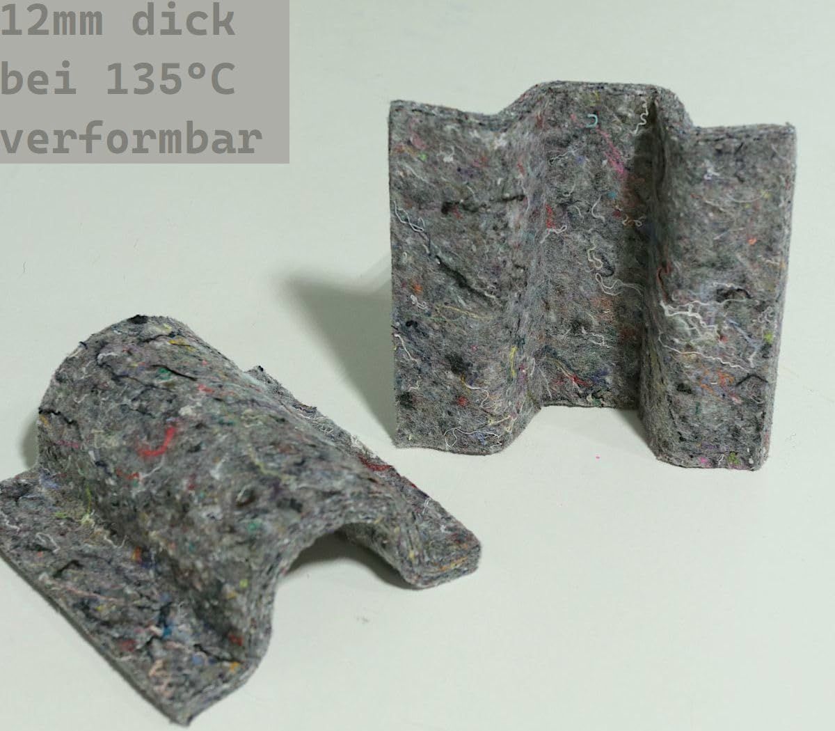 Bastelfilz Filzstoff Meterware 12mm dick Dämmstoff Polsterstoff Filzmatte Untersetzer - grau meliert