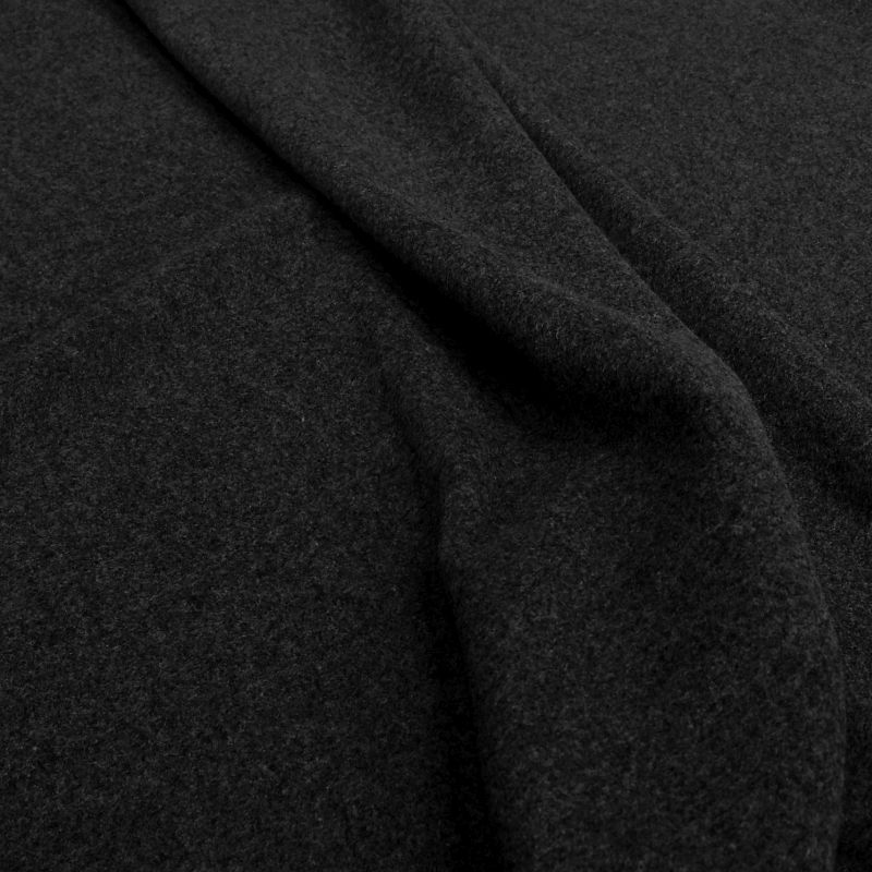 dicker warmer Winter Wollstoff für Mantel Jacke Decke - schwarz meliert Wolltuch Meterware