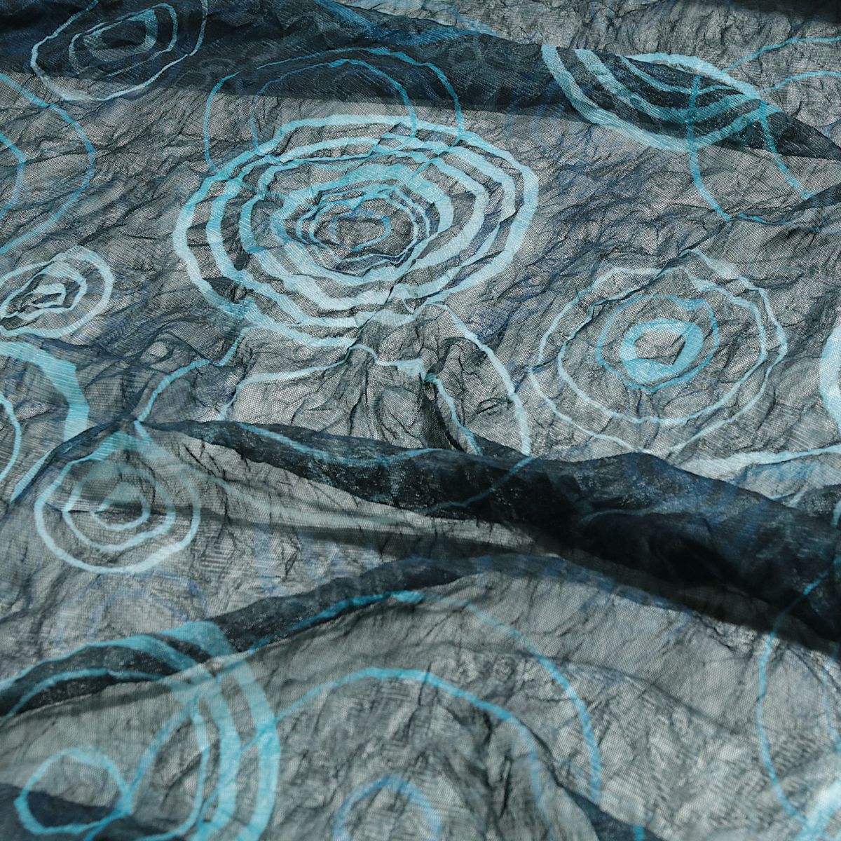 Transparenter Dekostoff aus Polyester Vorhänge Halstücher mit Blaue Kreise Muster