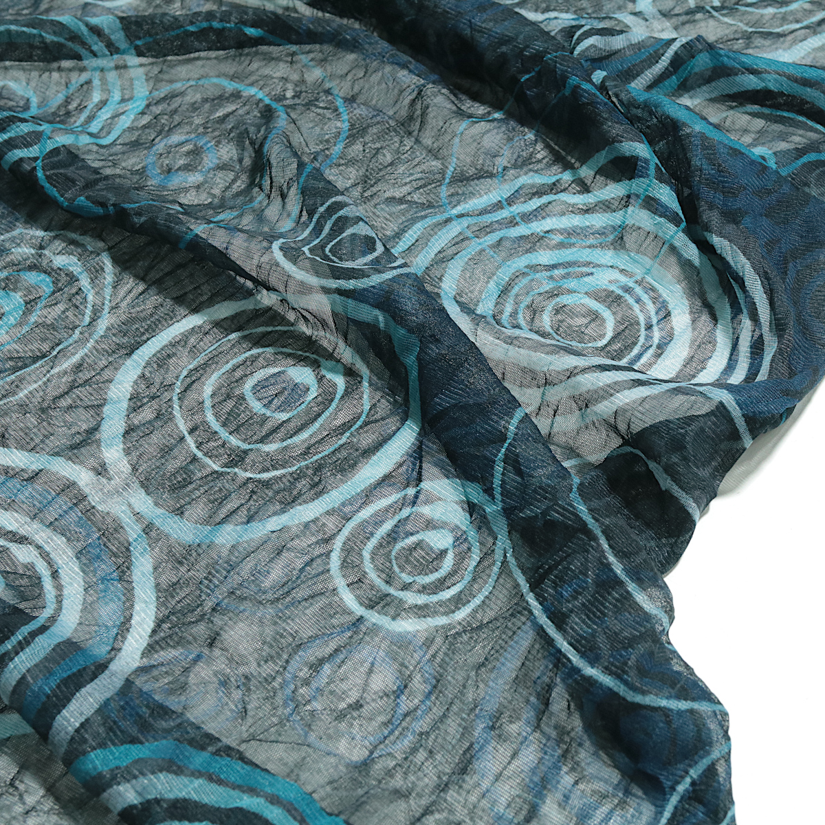 Transparenter Dekostoff aus Polyester Vorhänge Halstücher mit Blaue Kreise Muster