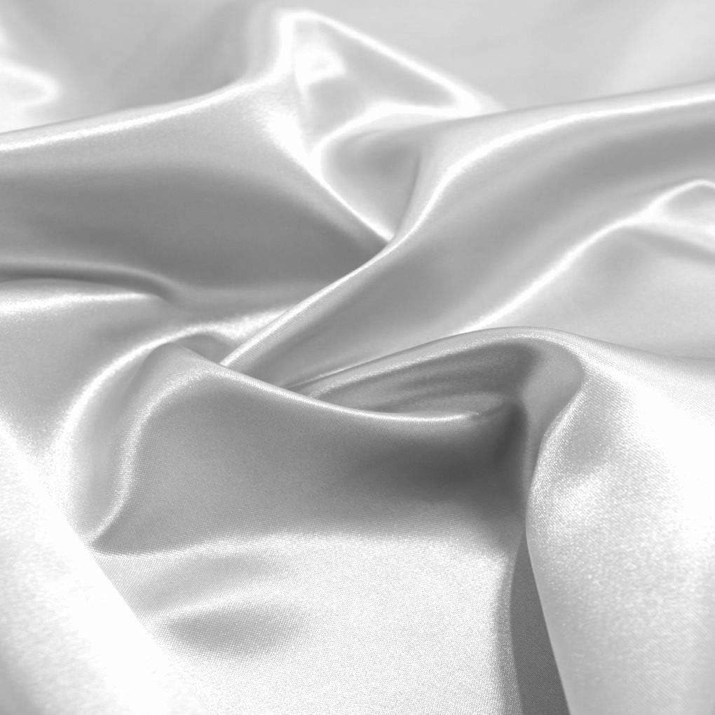 Glanz Satin Stoff Meterware als Gardinenstoff Kleiderstoff - Hell Silber Glanz Satin Stoff Meterware als Gardinenstoff Kleiderstoff - Hell Silber
