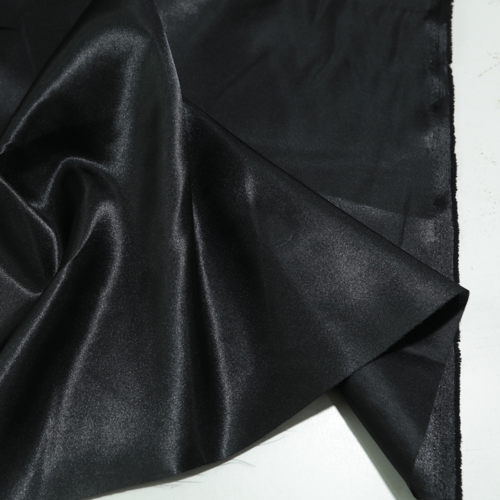 zarter Glanz Futter Satin Stoff Meterware als Gardinenstoff Kleiderstoff - Schwarz