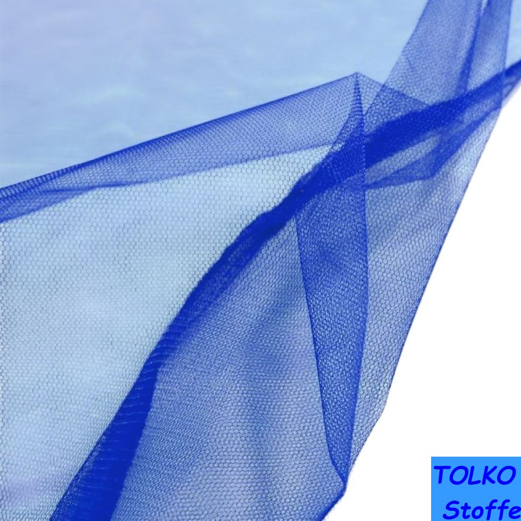 Tüllstoff Meterware 180cm breit Tüll für Kleidung Gardine Vorhang Deko - Indigo Blau