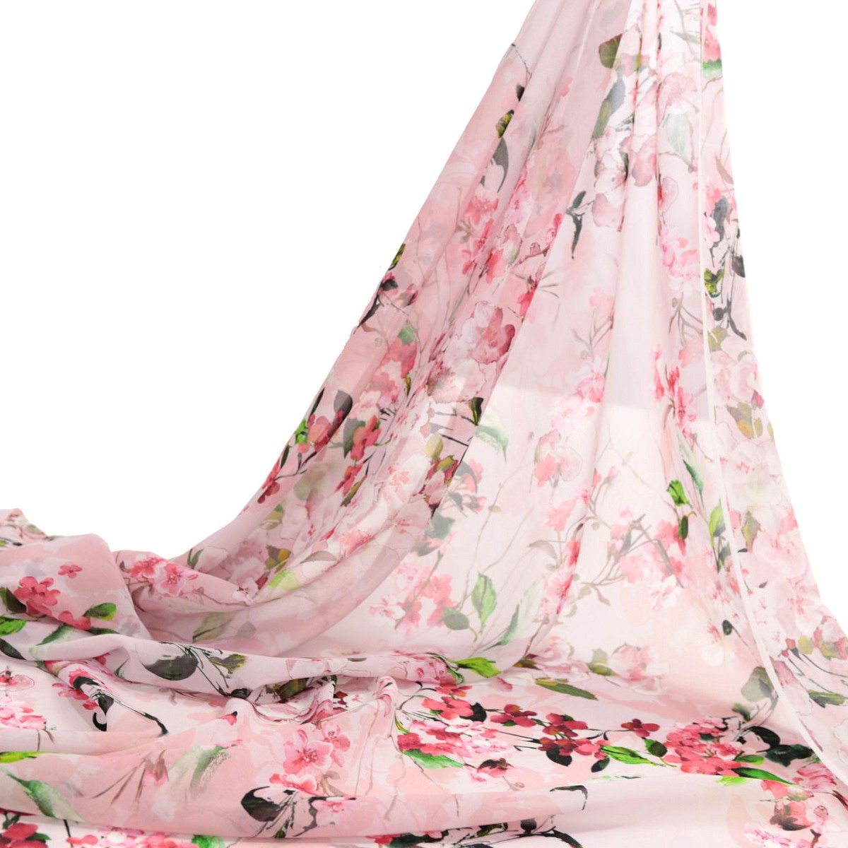 edle Chiffon Stoff Meterware mit Sommer Malven edle Chiffon Stoff Meterware mit Sommer Malven