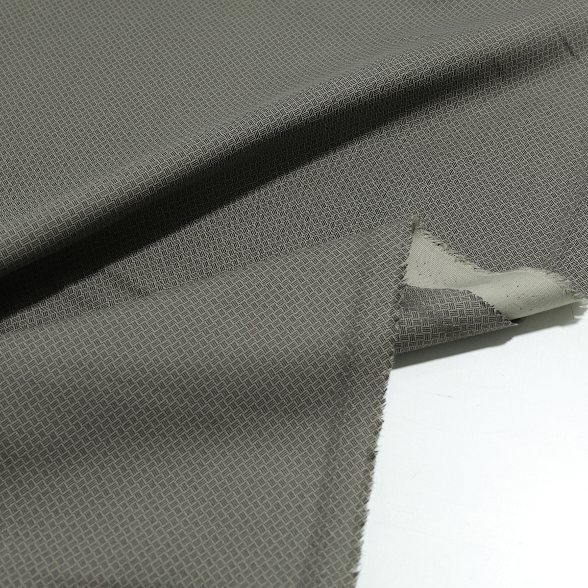 Robuster Hosenstoff aus Baumwolle in Khaki mit kleinen Rauten Bekleidungsstoff
