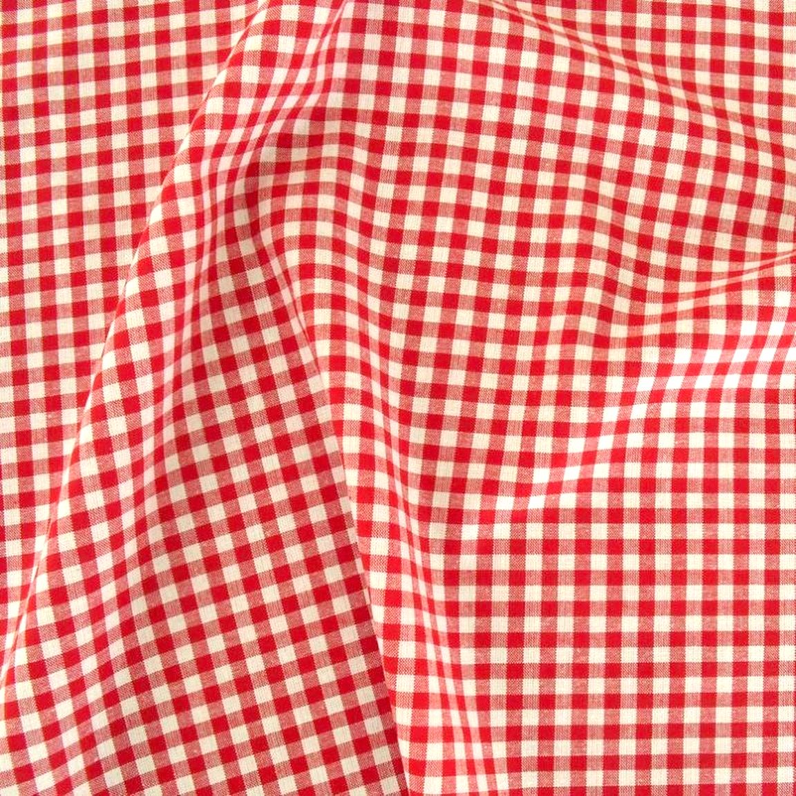 Weiche Karo Baumwollstoff Meterware für Kleid Gardine Vorhang - rot weiß