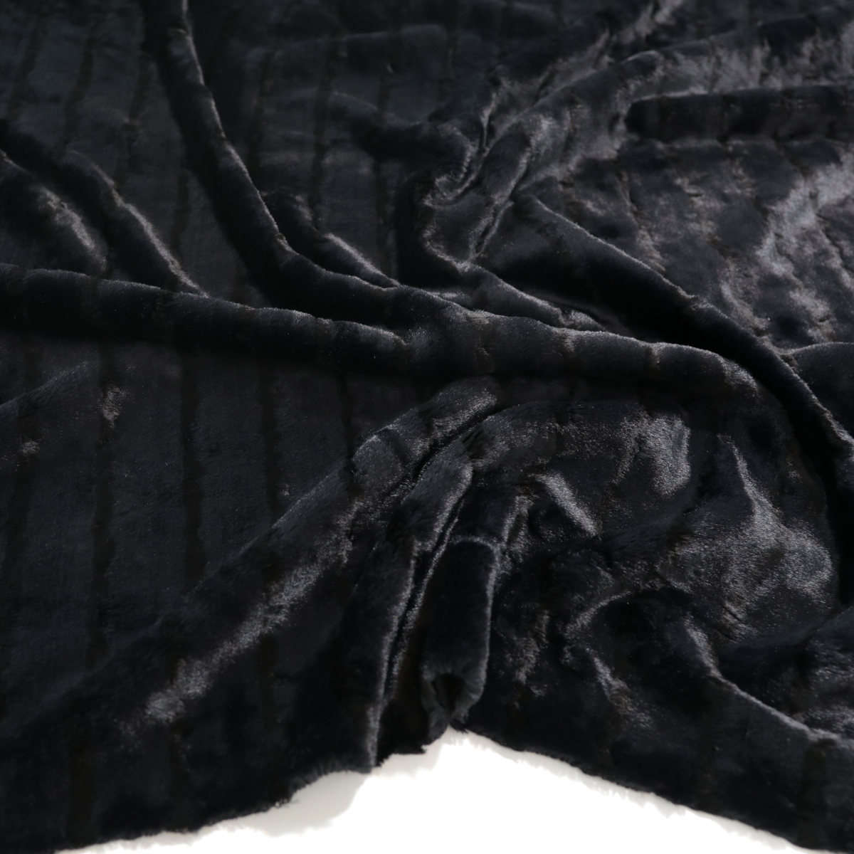 weiches Kunstfell für Decke Jacke Mantel Baumwollstoff Kunstpelz Stoff Meterware - schwarz