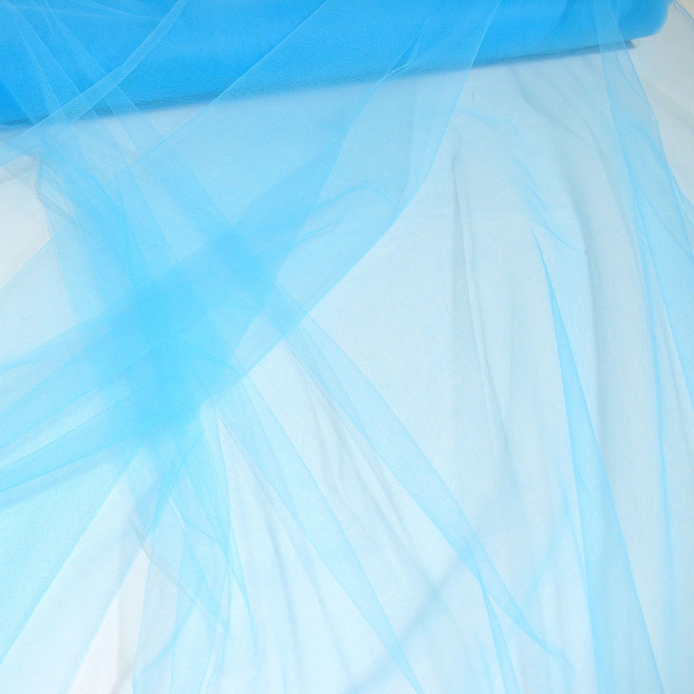 uni Tüllstoff Meterware 300cm breit für Gardine Vorhang Store Hochzeit - Himmelblau