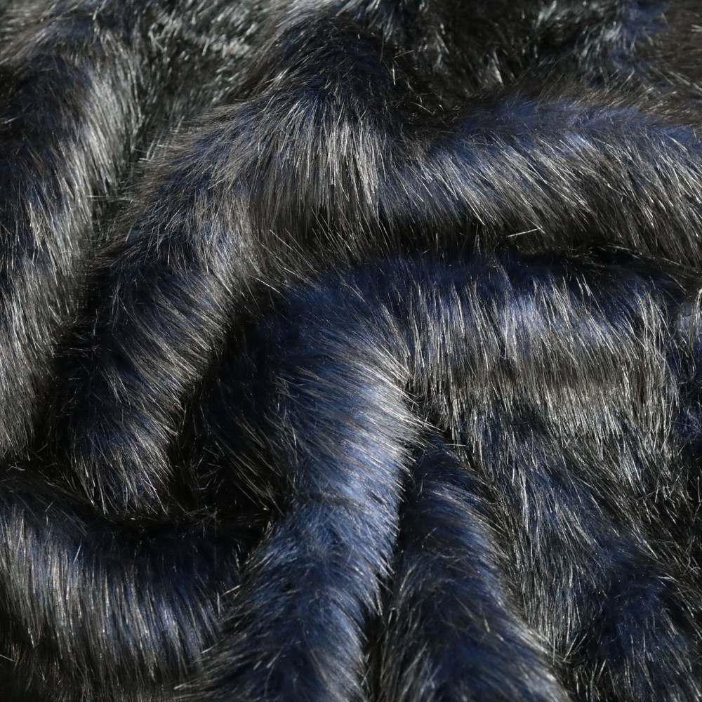 Weiches Zottel Kunstfell in Blau Schwarz Weiches Zottel Kunstfell in Blau Schwarz
