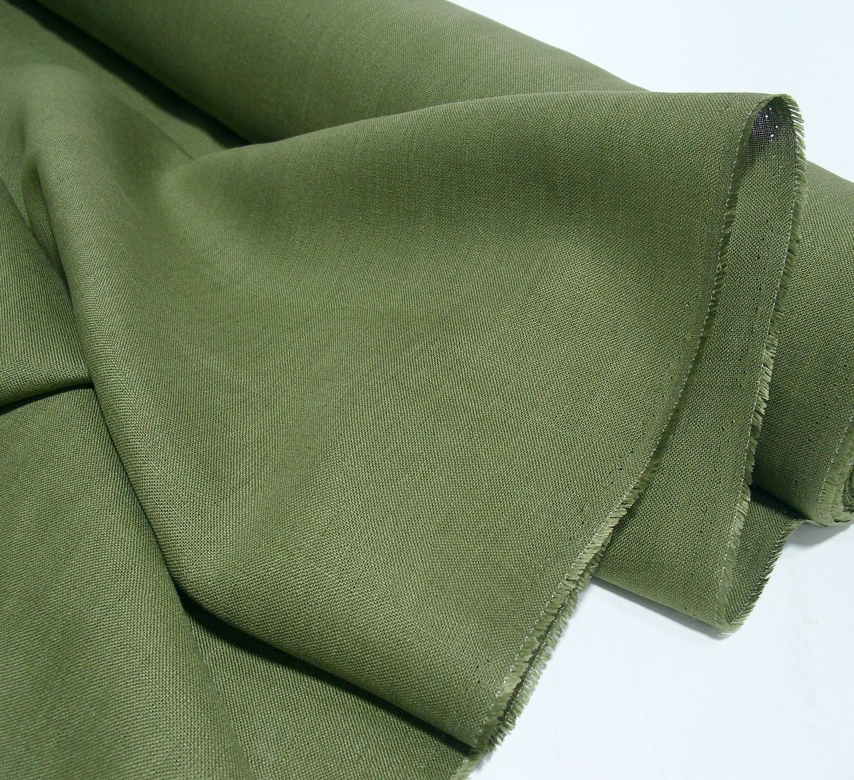weiches Leinen vorgewaschener Leinenstoff für Kleid Rock Hose Jacke Meterware - oliv