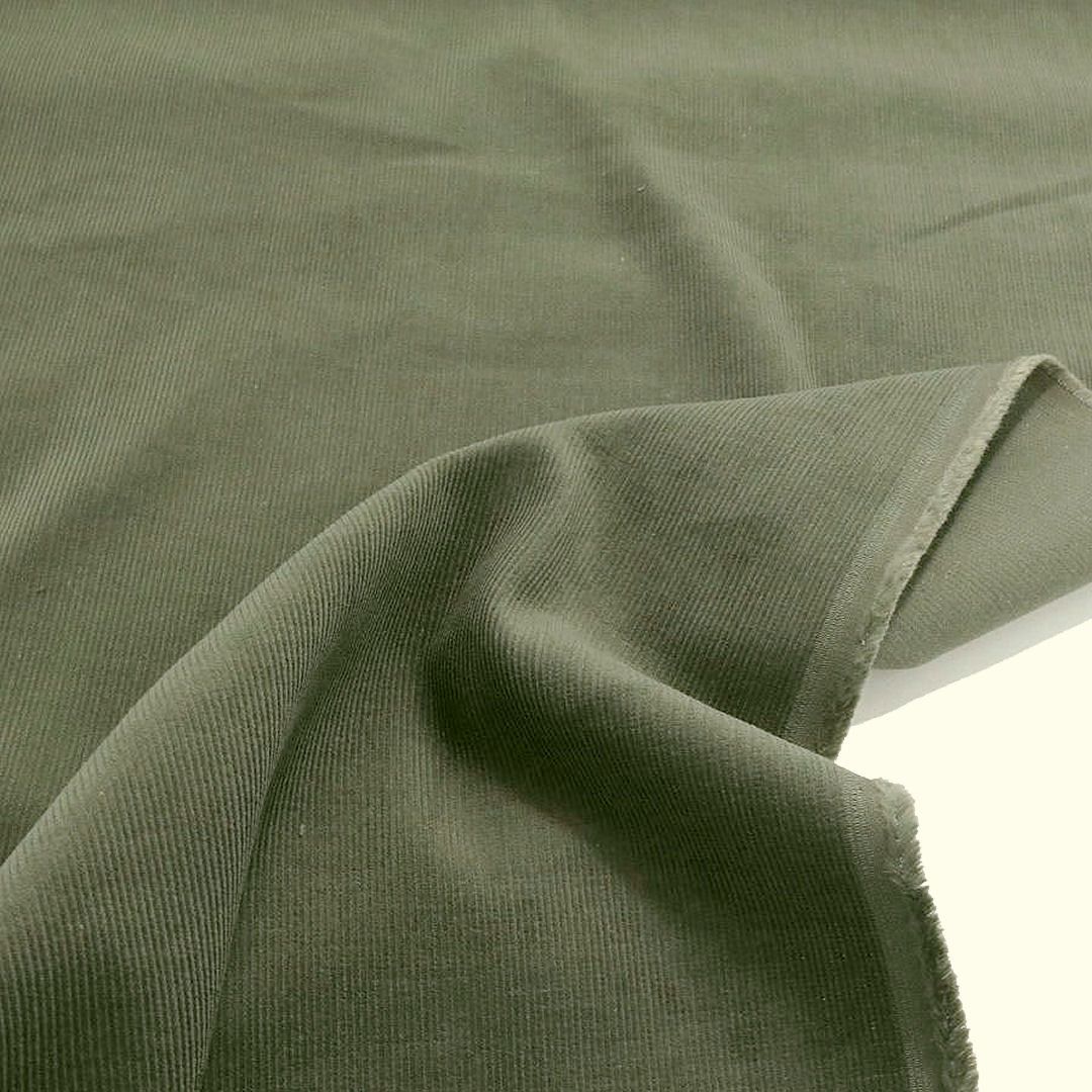 Fein Cord weicher Baumwollstoff Hose Jacke Hemd Cordstoff Meterware -  Oliv Grün 2.Wahl