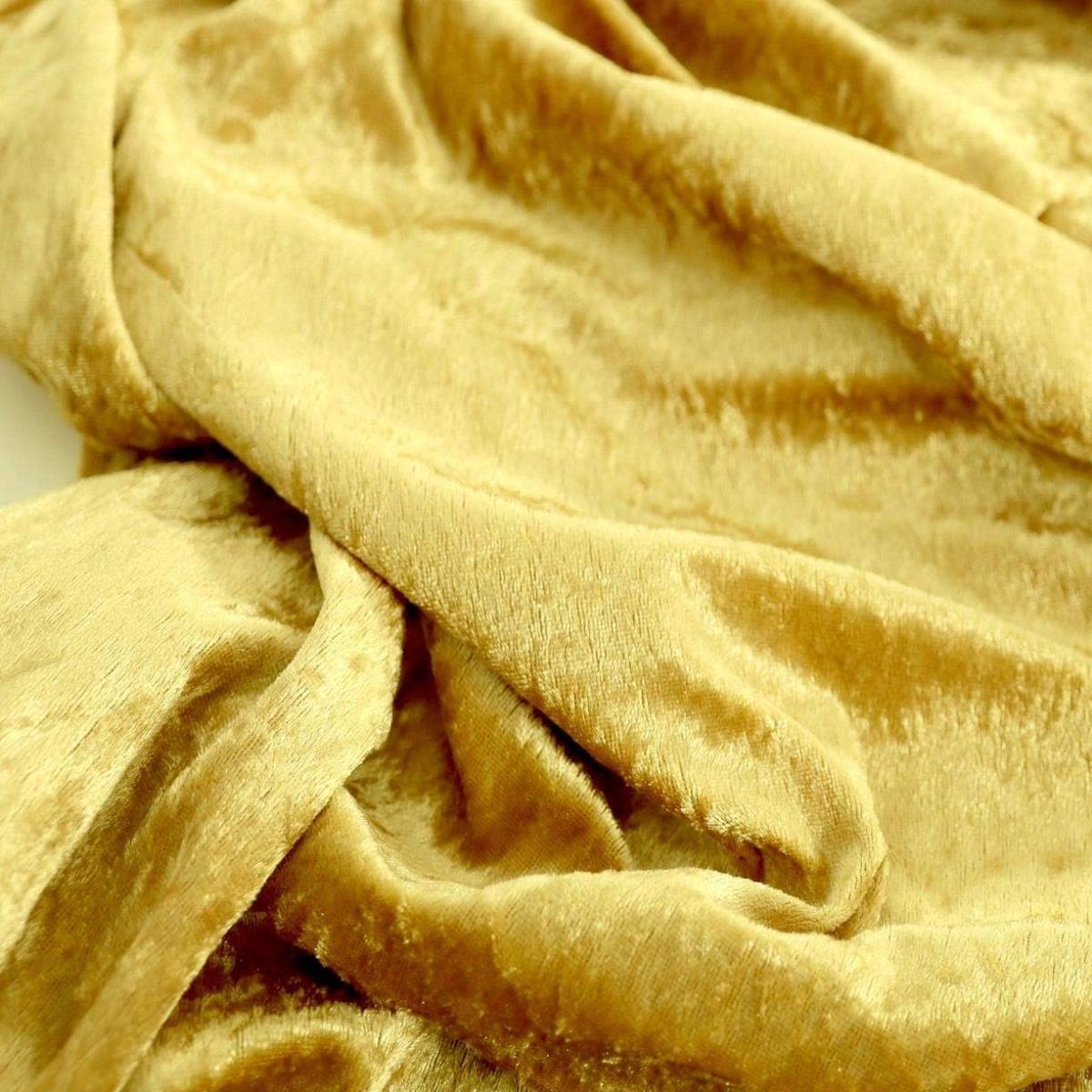 glänzender Stretch Pannesamt Stoff Meterware - Gold beige