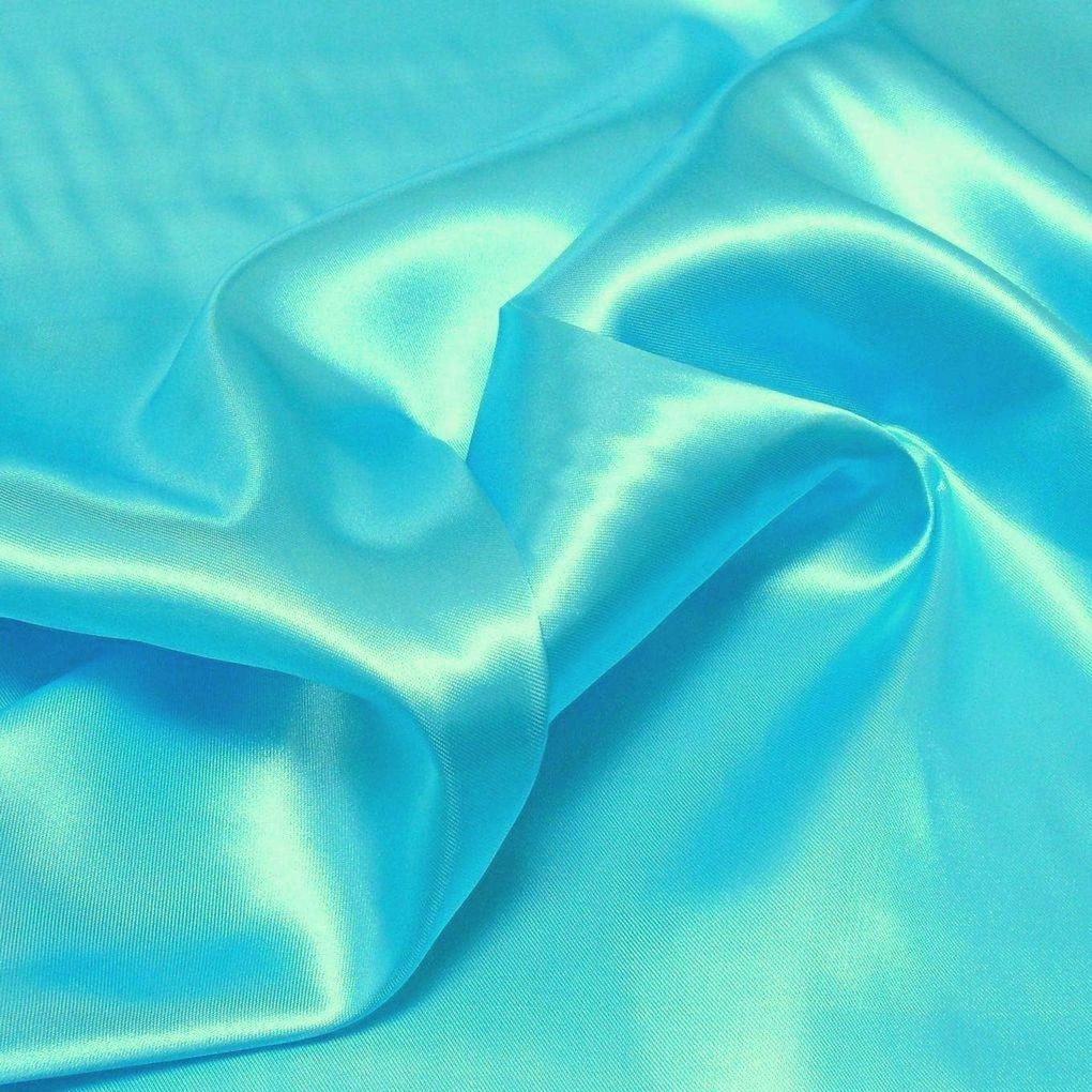 Glanz Satin Stoff Meterware als Gardinenstoff Kleiderstoff - Pool Blau