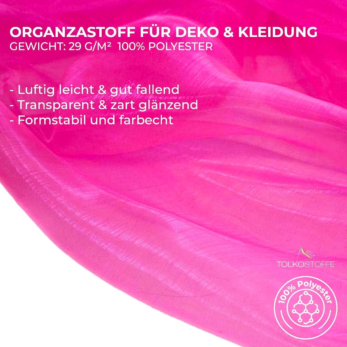 Organza Stoff in Neon Pink