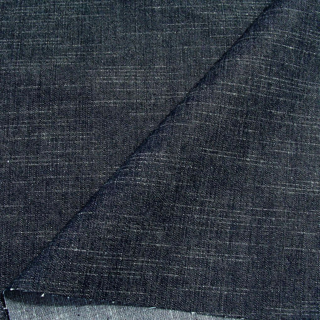 Stretch Baumwoll Jeans in Leinenoptik Jeansstoff Meterware - Schwarz Blau
