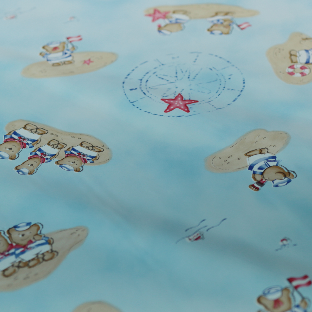 Wachstuch Meterware mit Bears Kinder Muster Dekostoff Tischdecke Kinderstoff