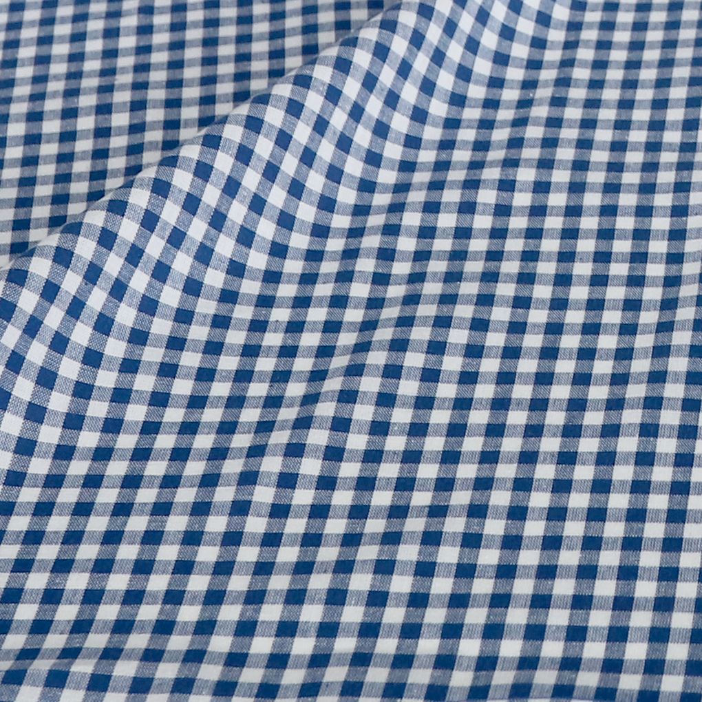 Weiche Karo Baumwollstoff Meterware für Kleid Gardine Vorhang - blau weiß