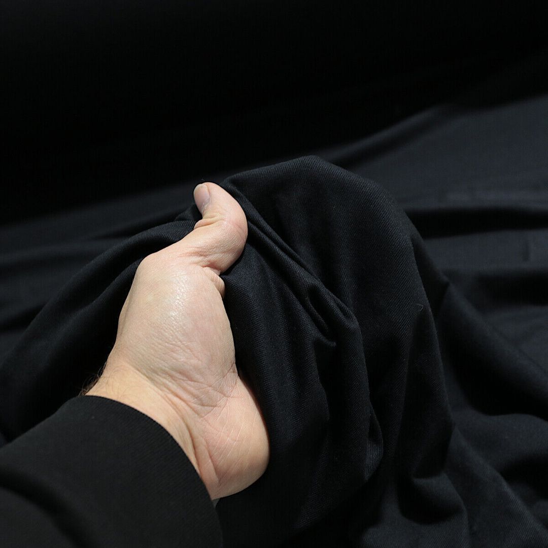Shirt- und Kleiderjersey weiche elastische Baumwollstoff Meterware - schwarz
