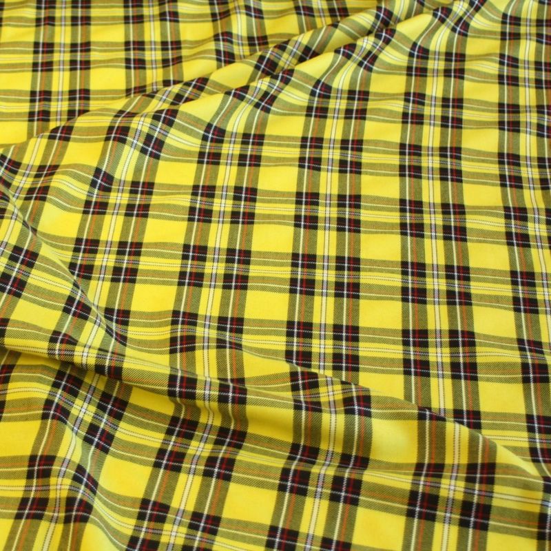 Tartan Schottenkaro Stoff Meterware für Kleid Rock Vorhang -  gelb  schwarz kariert Tartan Schottenkaro Stoff Meterware für Kleid Rock Vorhang -  gelb  schwarz kariert