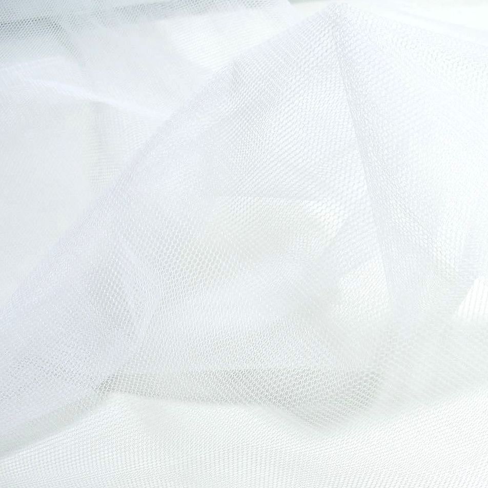 Tüllstoff Meterware 180cm breit Tüll für Kleidung Gardine Vorhang Deko - Weiß