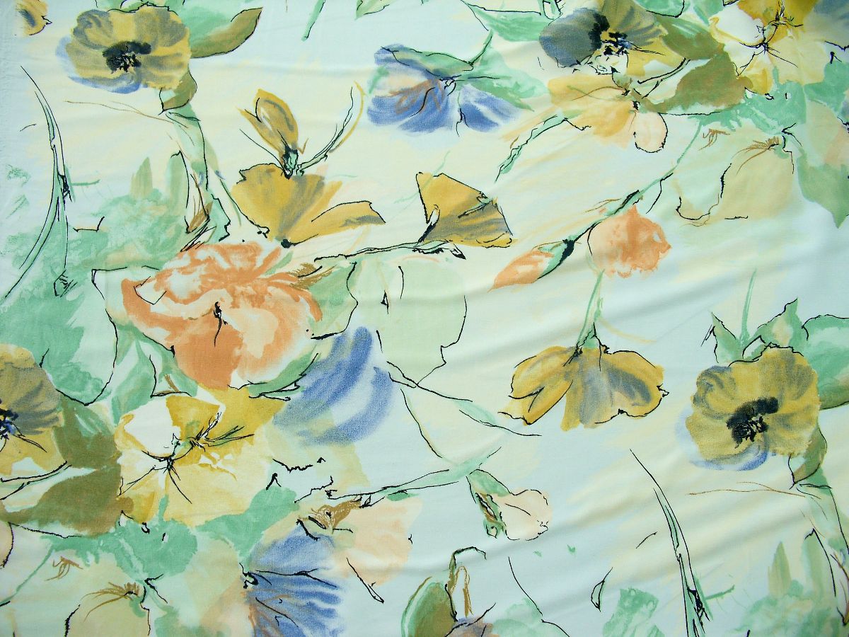 edle Chiffon Stoff Meterware mit Sommer Lilien