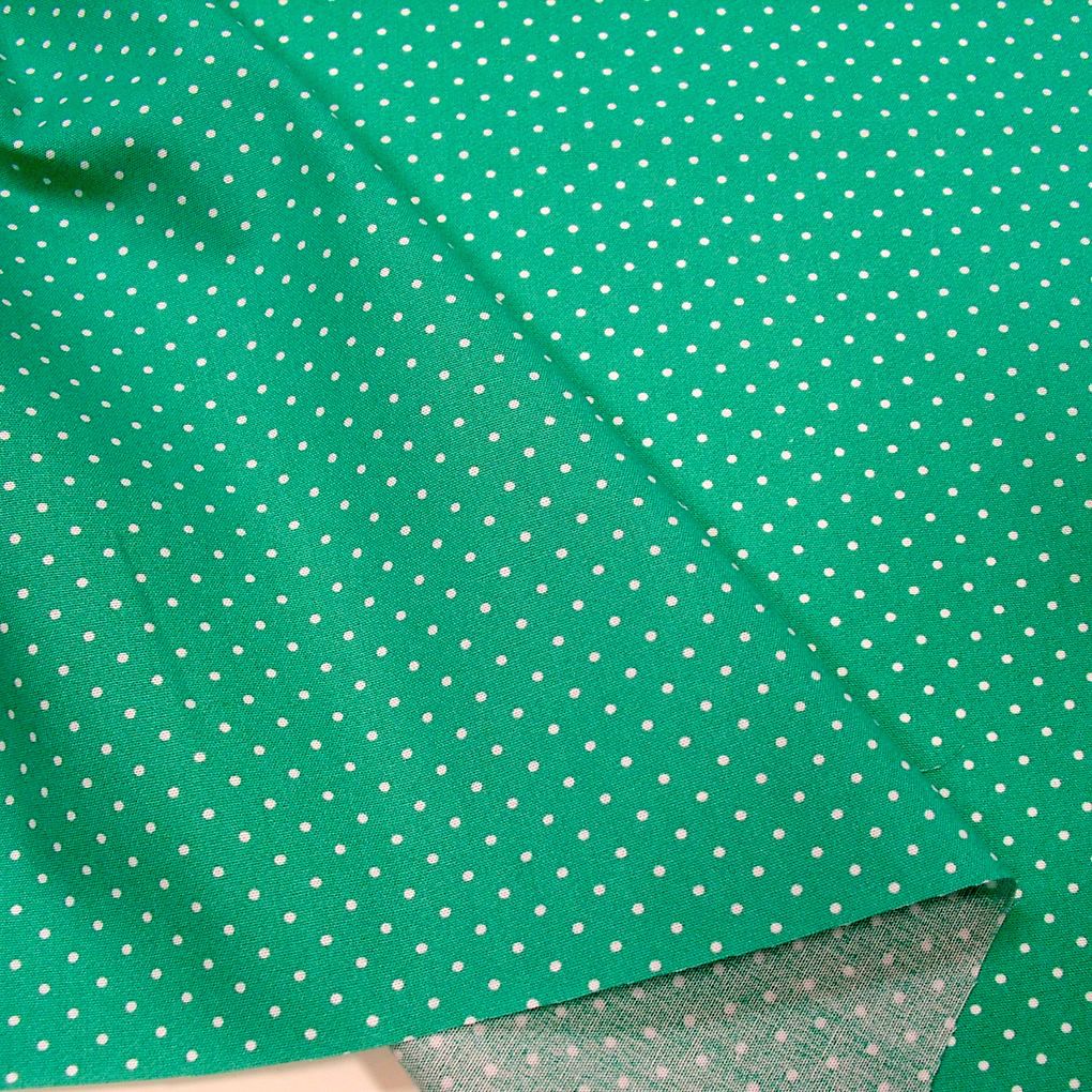 grün weiß Punkte Öko-Tex Baumwollstoff Nesselstoff Kleiderstoff Deko Meterware