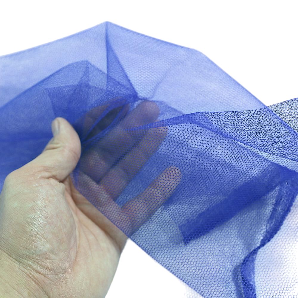 Tüllstoff Meterware 180cm breit Tüll für Kleidung Gardine Vorhang Deko - Indigo Blau