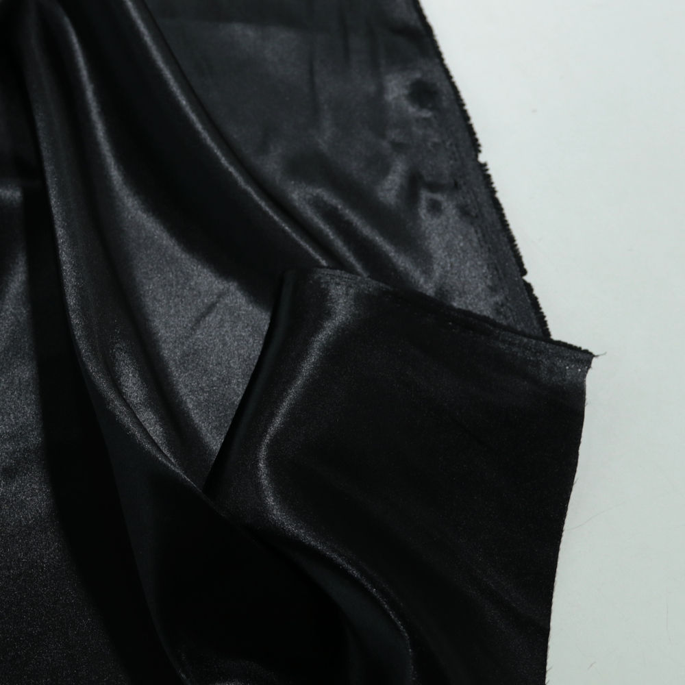 zarter Glanz Futter Satin Stoff Meterware als Gardinenstoff Kleiderstoff - Schwarz