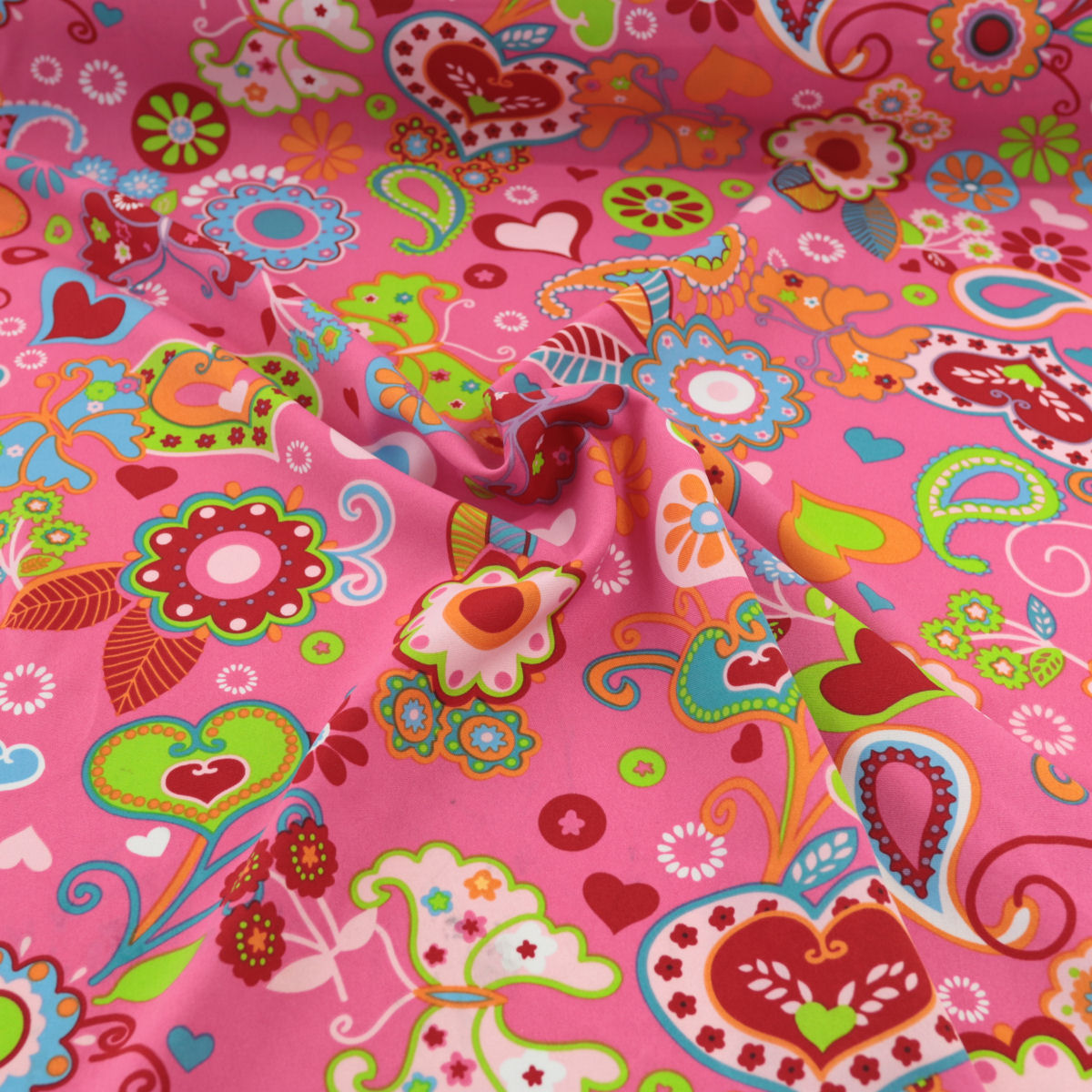 weicher universal Mode- und Dekostoff Fasching in pink Herz und Blüten weicher universal Mode- und Dekostoff Fasching in pink Herz und Blüten