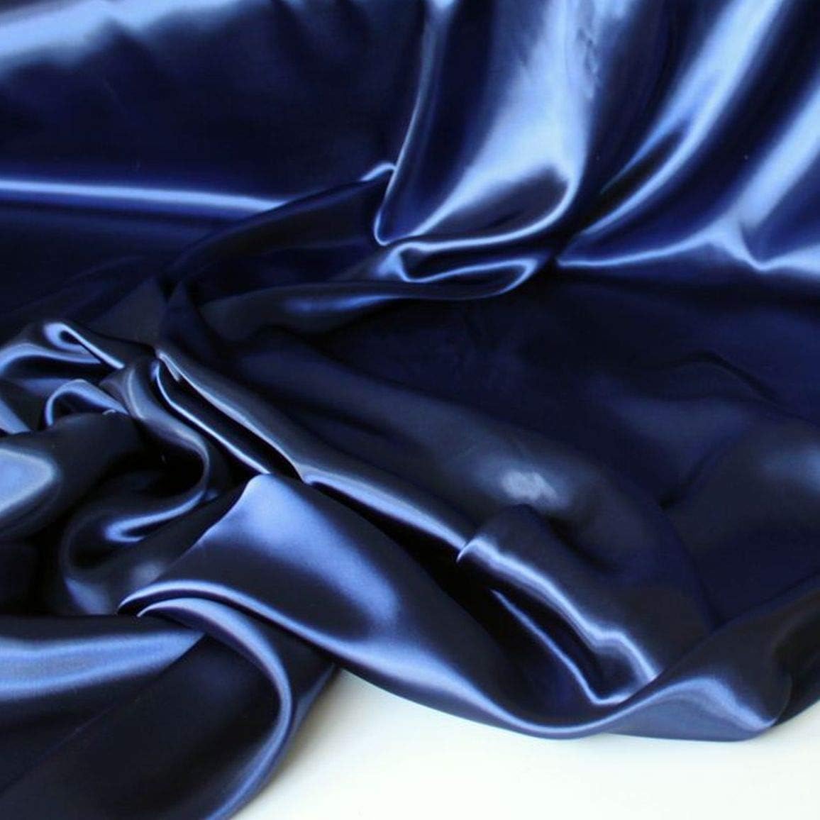 Glanz Satin Stoff Meterware als Gardinenstoff Kleiderstoff -  Dunkel Blau Glanz Satin Stoff Meterware als Gardinenstoff Kleiderstoff -  Dunkel Blau